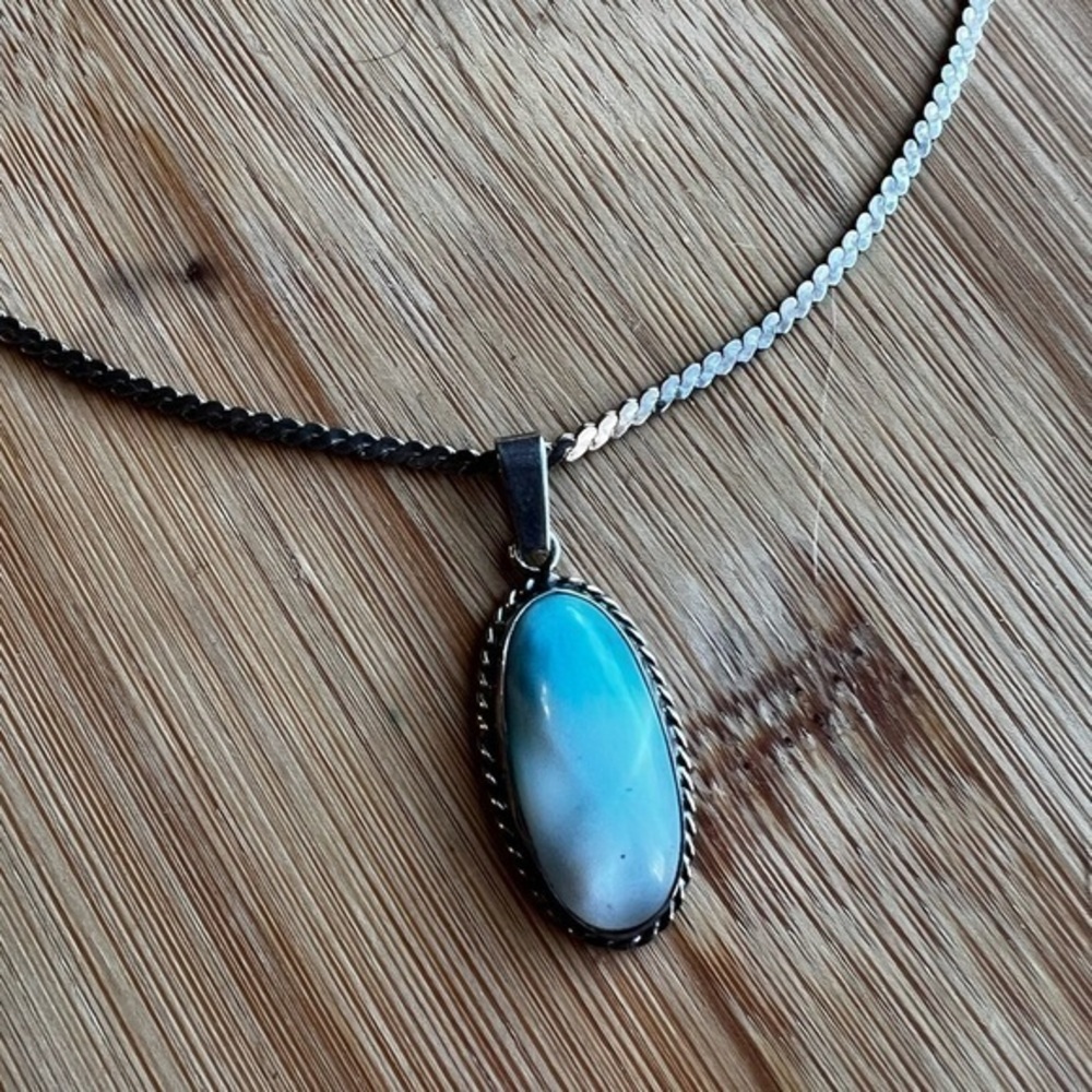 Vintage Larimar Pendant on Sterling silver chain